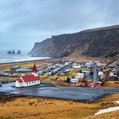 Vík í Mýrdal. South Coast Adventure, black beach.